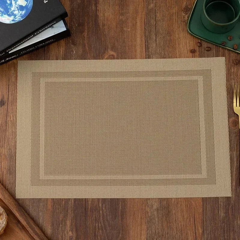 Set de table rectangulaire doré | Repas du soir | Joli Set de Table Camel / 6PC / 30X45CM