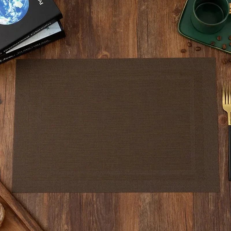 Set de table rectangulaire doré | Repas du soir | Joli Set de Table Brun / 6PC / 30X45CM