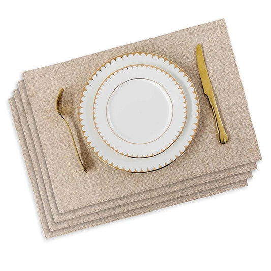Set de table rectangulaire en lin | Dîner | Joli Set de Table Beige / 4pcs set