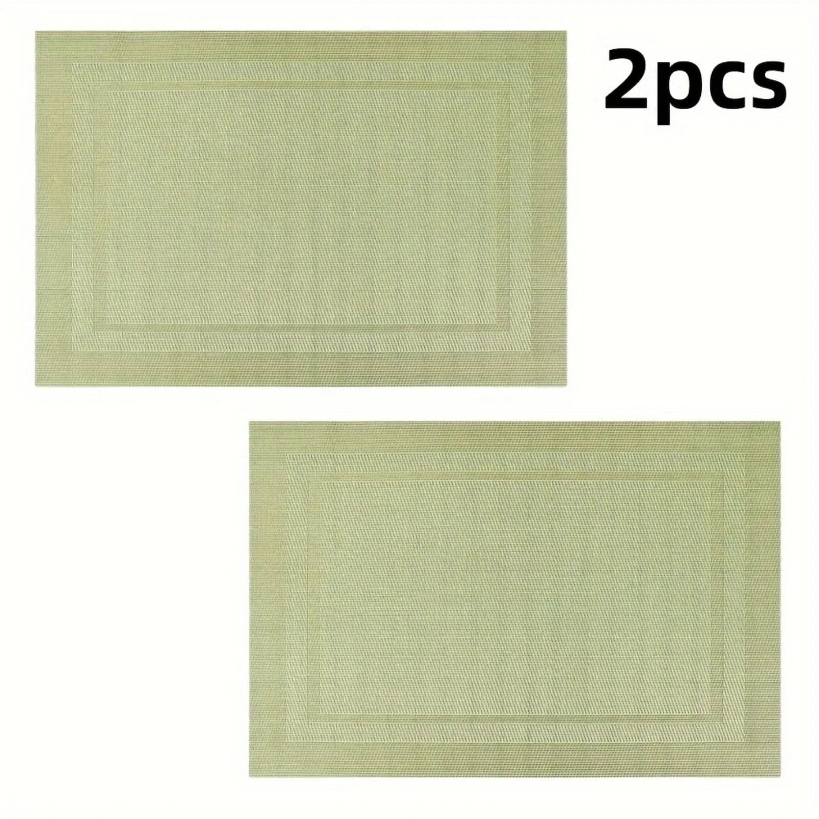 Set de table rectangulaire plastique | Vert lavable | Joli Set de Table 2 pièces / Vert / Rectangulaire