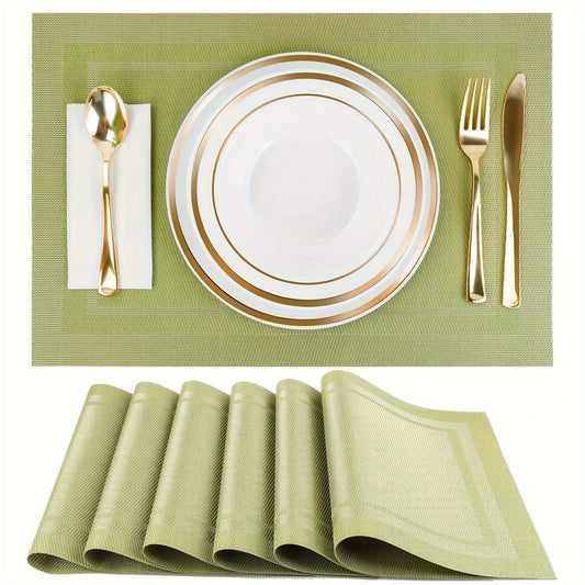 Set de table rectangulaire plastique | Vert lavable | Joli Set de Table