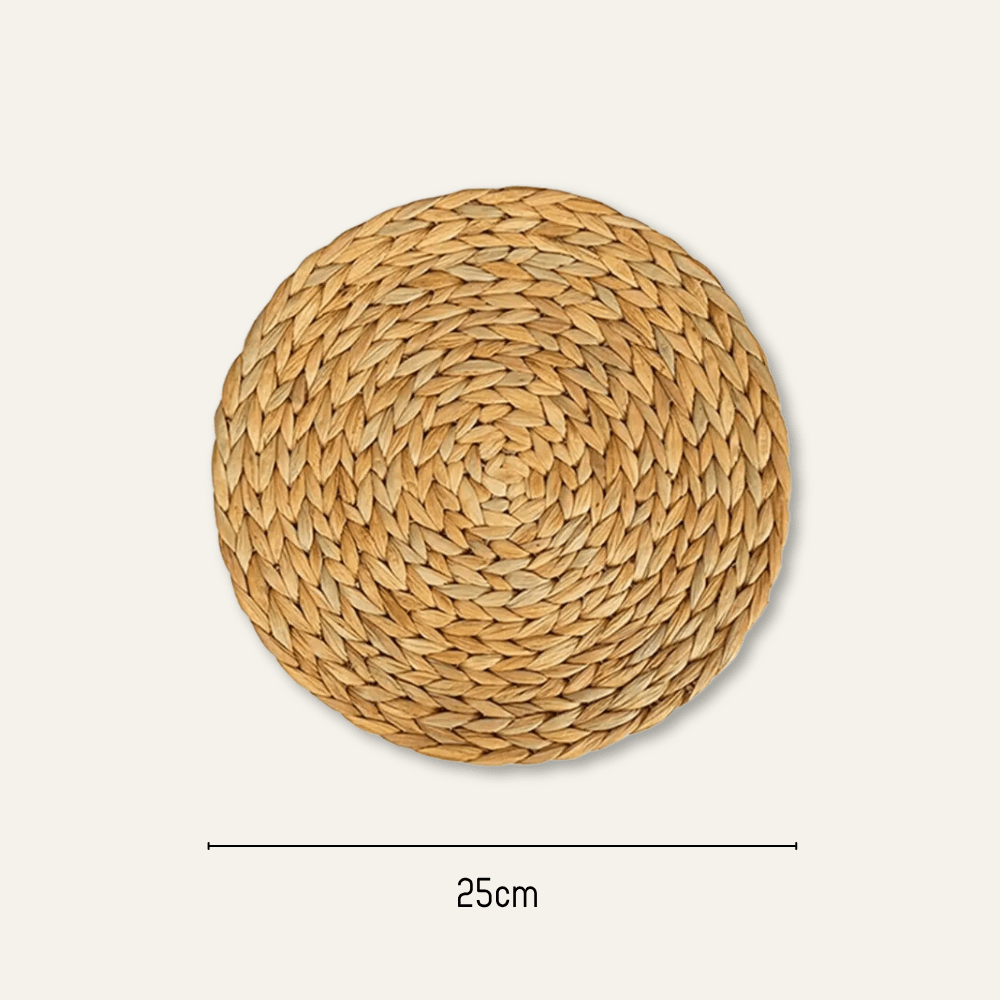 Set de table rond en rotin rigide | Naturel | Joli Set de Table 25cm / Lot de 1 pièce
