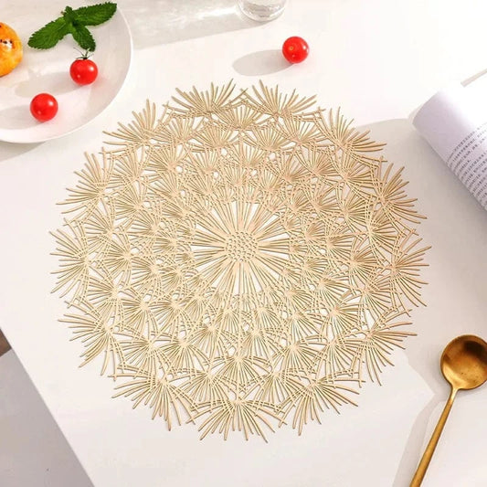 Set de table rond | Glace or | Joli Set de Table Or 38cm 2 / 4PCS