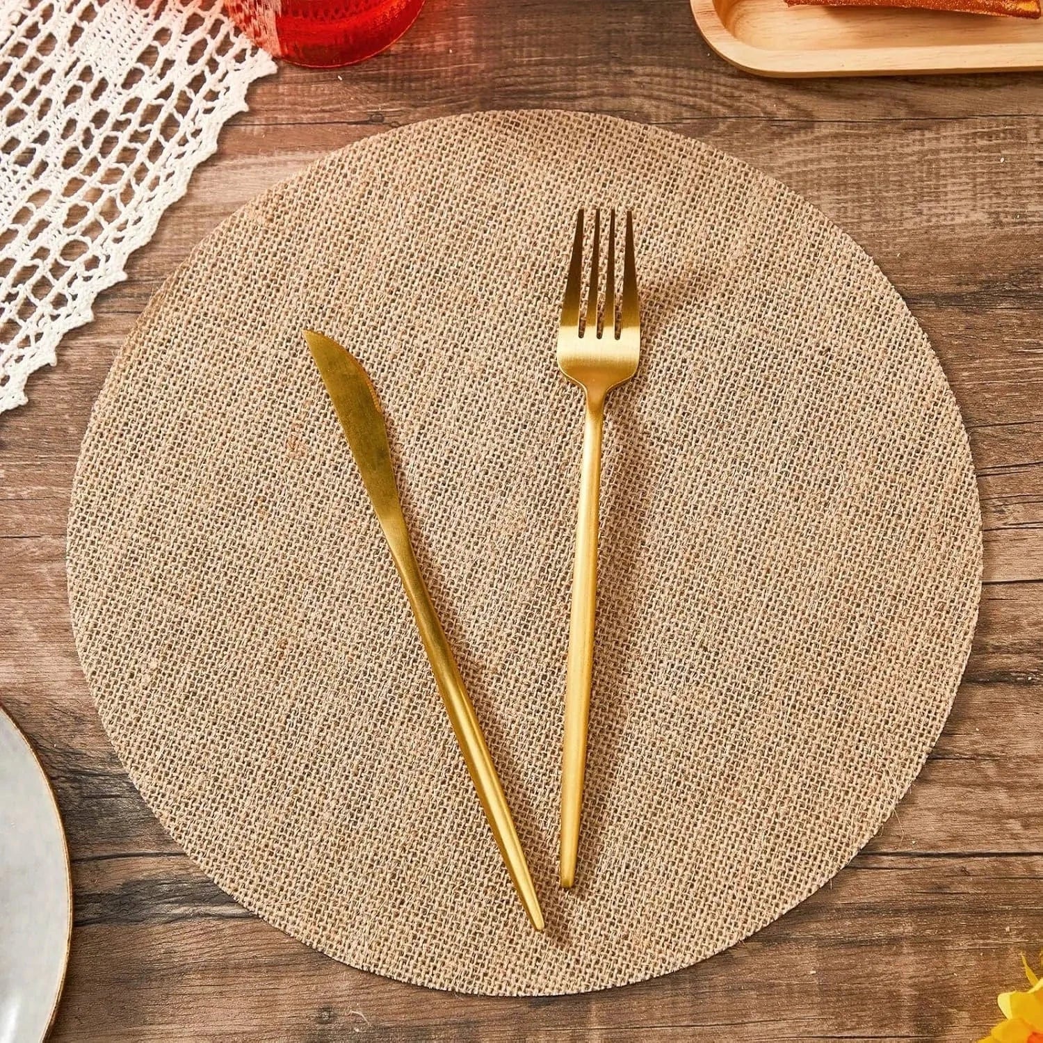 Set de table rond imitation bois | Joli Set de Table