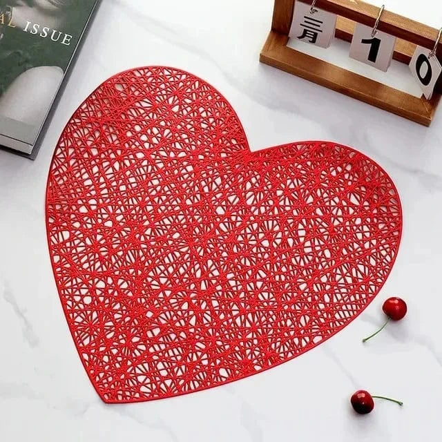 Set de table rond lavable | Joli Set de Table Amour-coeur-rouge / 1pcs