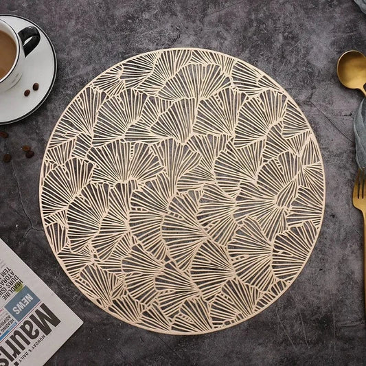 Set de table rond | Moderne or | Joli Set de Table Or 38cm 7 / 4PCS