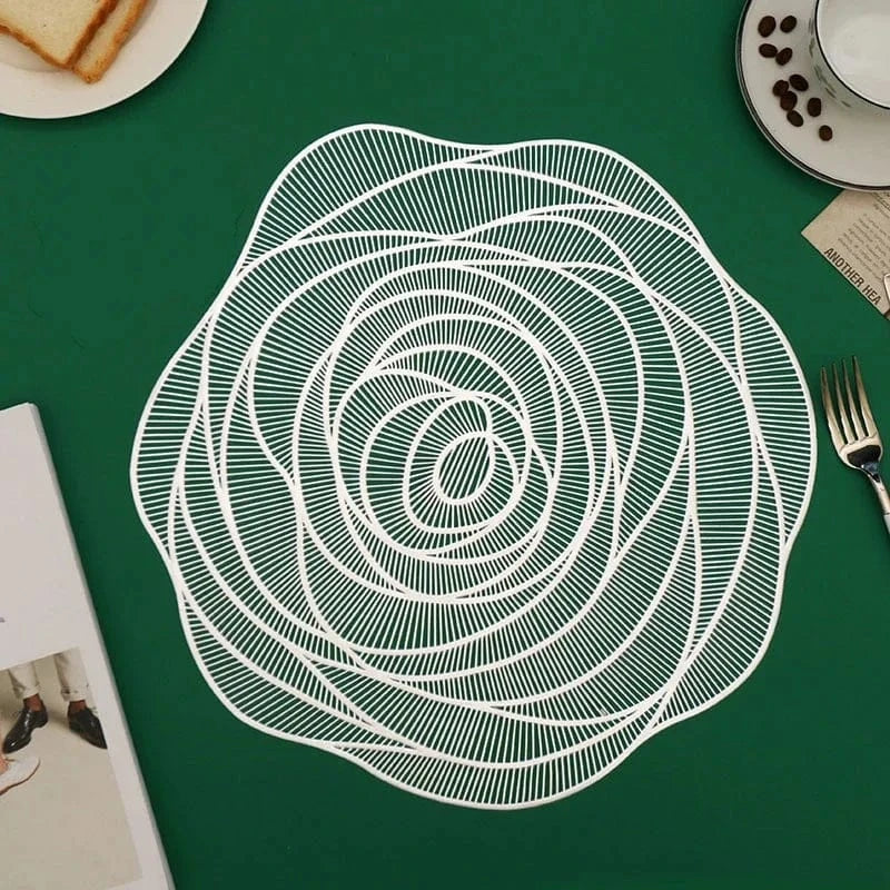 Set de table rond | Rose argent | Joli Set de Table Argent 38cm 5 / 4PCS