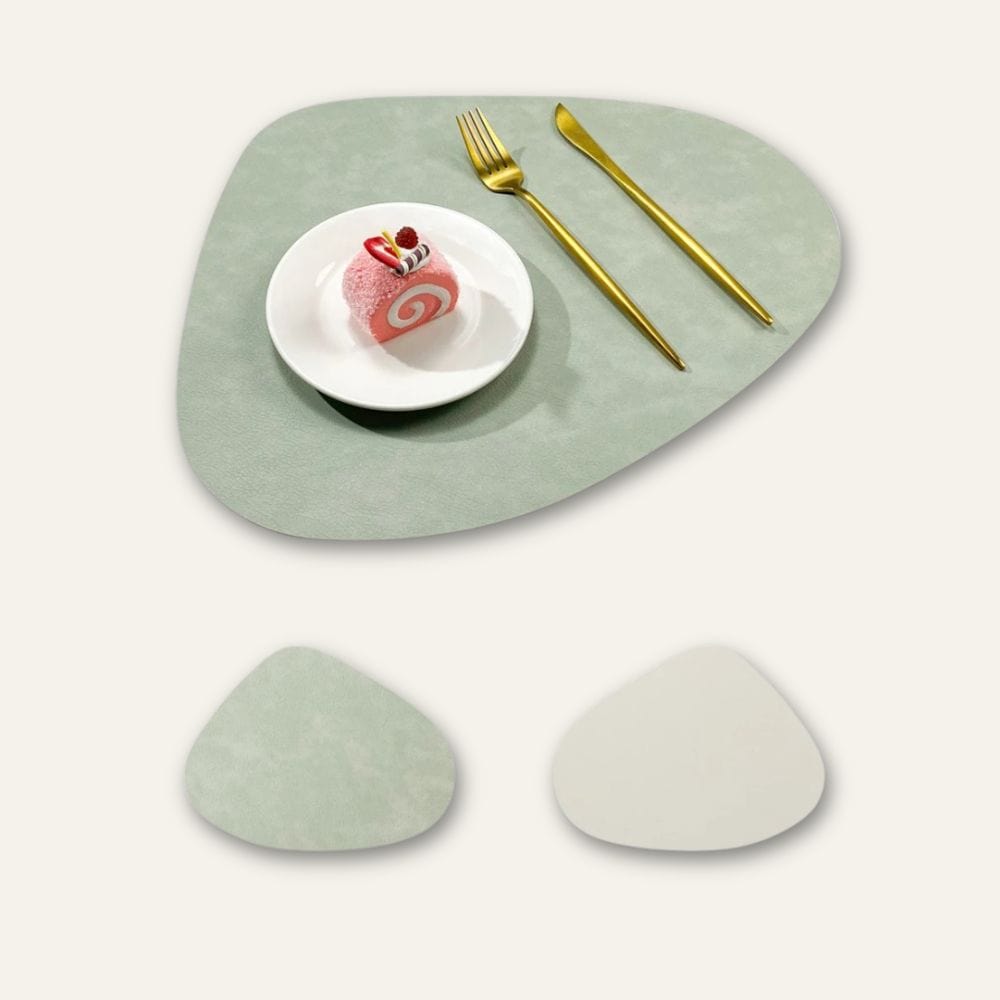 Set de table simili cuir | Luxe | Joli Set de Table Vert – blanc ivoire / 42.5x34cm / Lot de 1 pièce