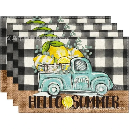 Set de table tissu | Hello summer | Joli Set de Table 1 / 4PC-32X42cm