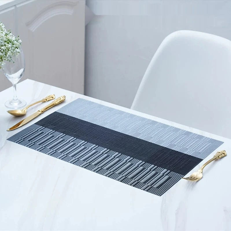 Set de table vinyle | Lavable | Joli Set de Table Gris noir / 4 slices (30x45cm) / Rectangulaire