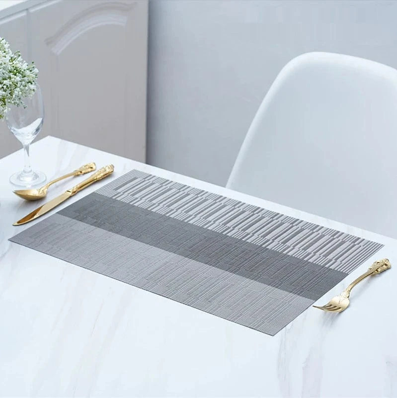 Set de table vinyle | Lavable | Joli Set de Table Gris / 4 slices (30x45cm) / Rectangulaire